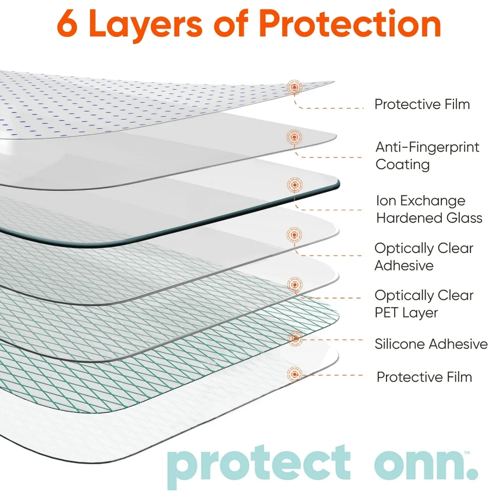 onn. iPhone 16 Corning Glass Screen Protector